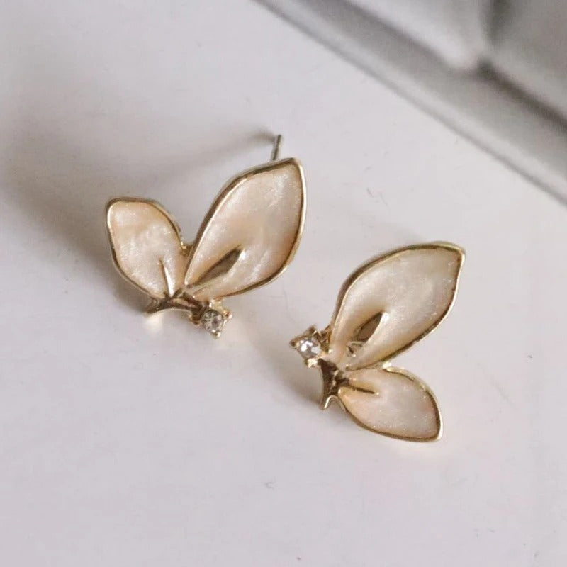 Vintage Gold Butterfly Stud Earrings-Maryam Jewelry