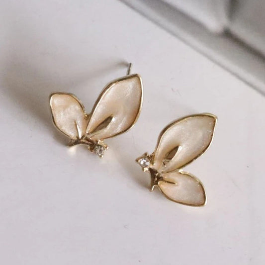 Vintage Gold Butterfly Stud Earrings-Maryam Jewelry