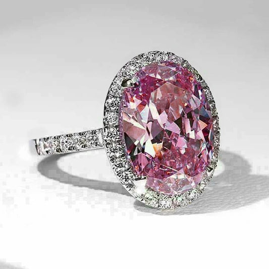 Vintage Silver Pink Diamond Style Ring-Maryam Jewelry