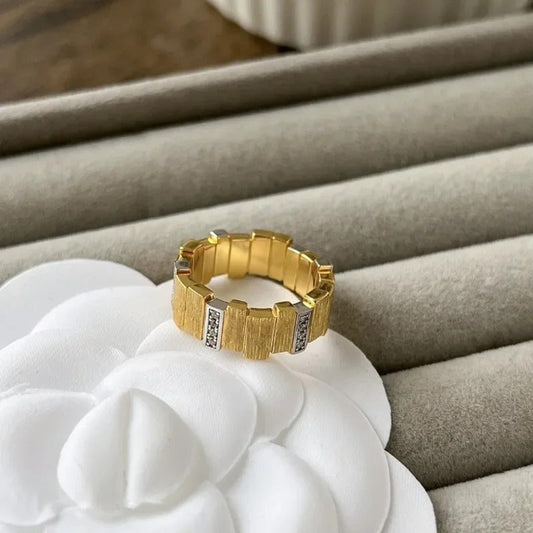 Retro Gold Diamond Geometric Band Adjustable Ring-Maryam Jewelry