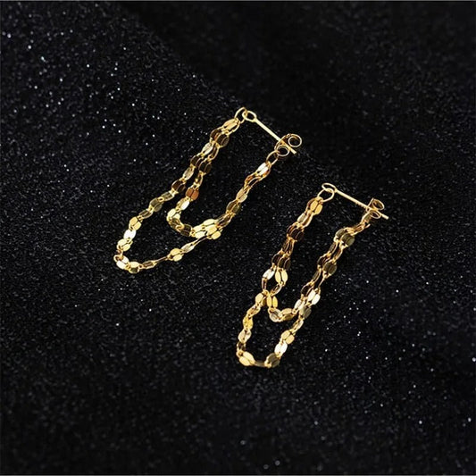 Vintage Gold Chain Drop Earrings-Maryam Jewelry