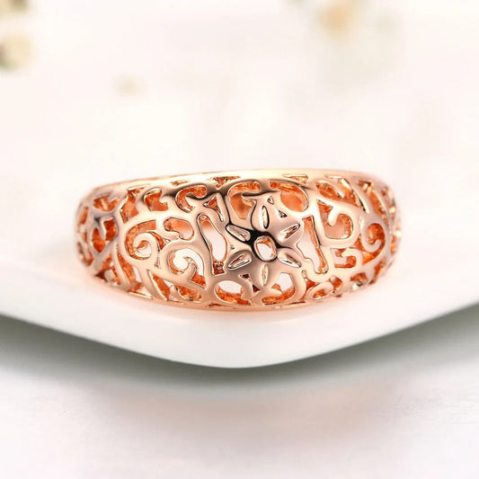 Rose Gold Intricate Floral Pattern Ring-Maryam Jewelry