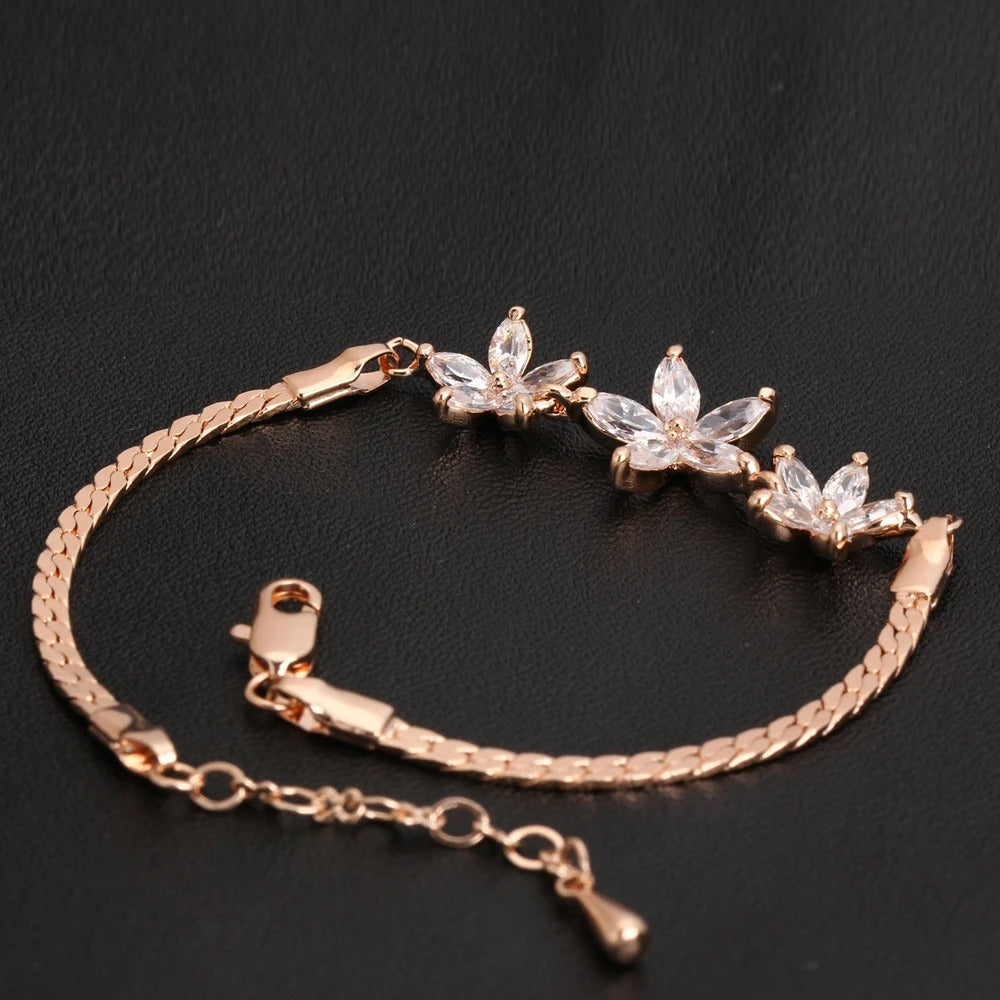 Vintage Rose Gold Floral Crystal Design Bracelet-Maryam Jewelry