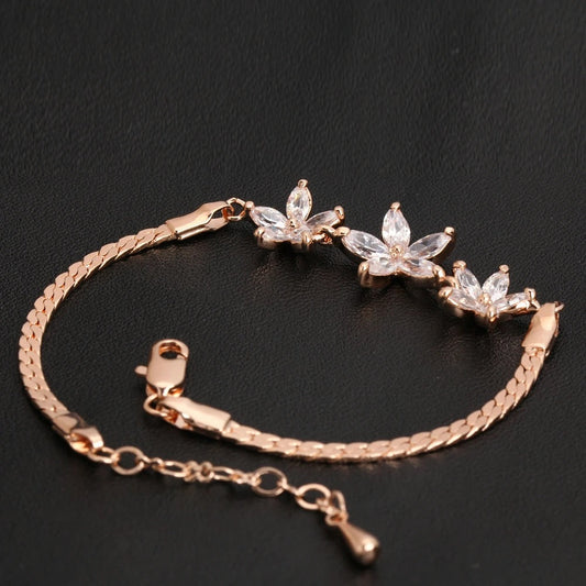 Vintage Rose Gold Floral Crystal Design Bracelet-Maryam Jewelry
