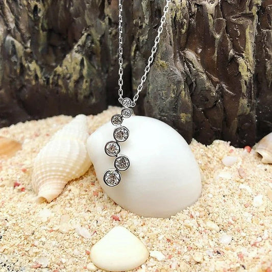 Vintage Silver Round Crystal Necklace-Maryam Jewelry