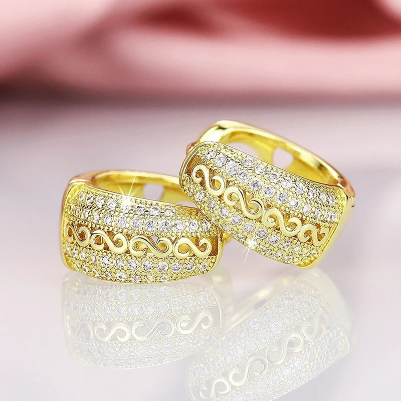 Gold Vintage Wave Pattern Earrings-Maryam Jewelry