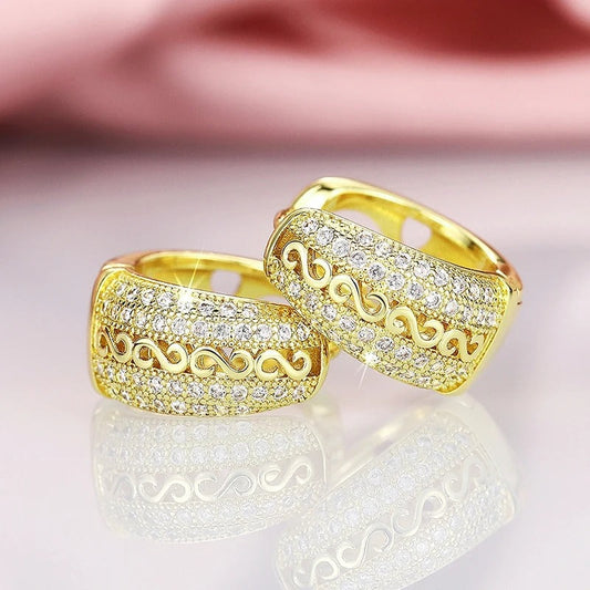 Gold Vintage Wave Pattern Earrings-Maryam Jewelry