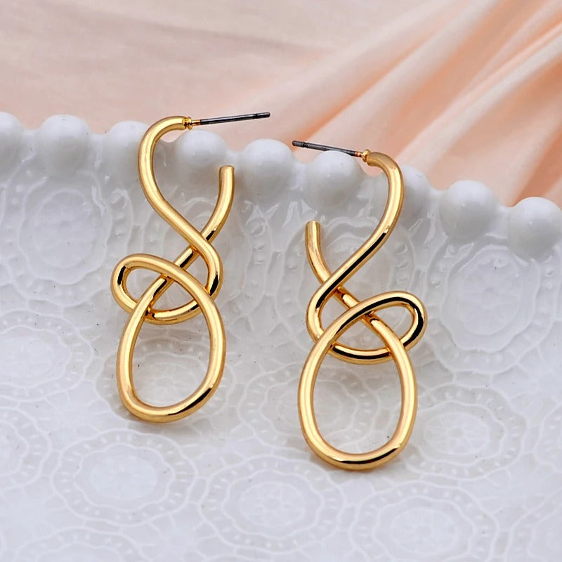 Vintage Gold Loop Twist Earrings-Maryam Jewelry