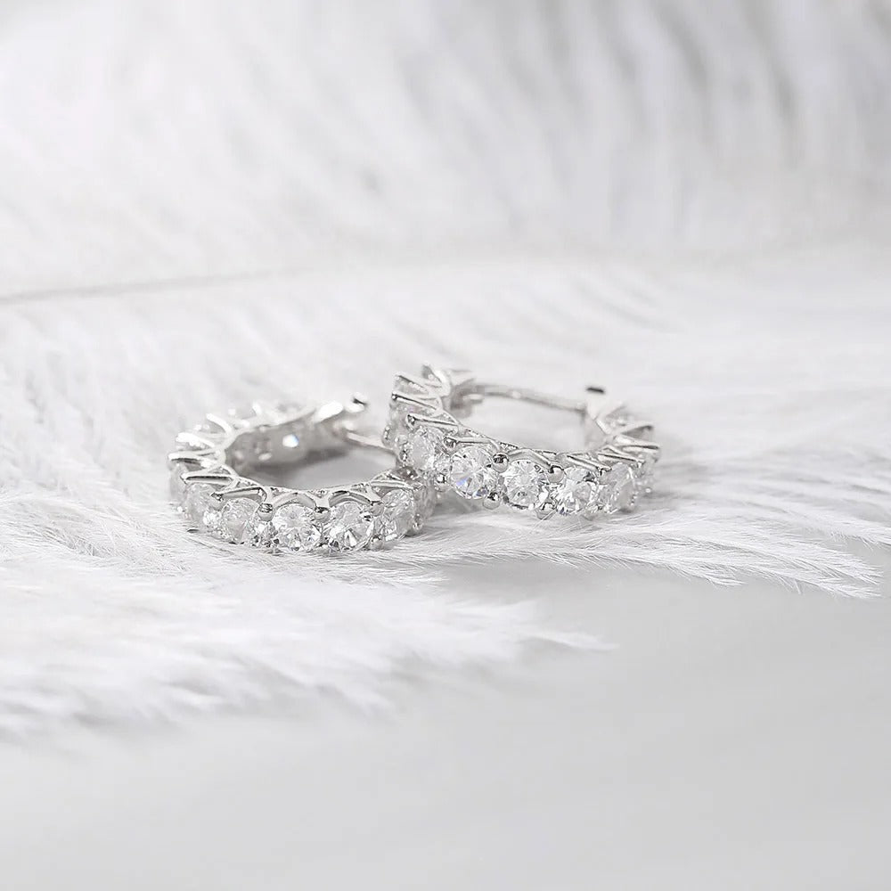 Vintage Silver Classic Round Cut Hoop Earrings-Maryam Jewelry