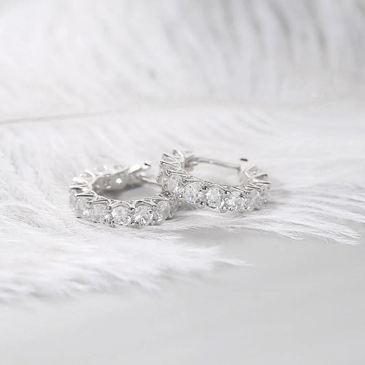 Vintage Silver Classic Round Cut Hoop Earrings-Maryam Jewelry