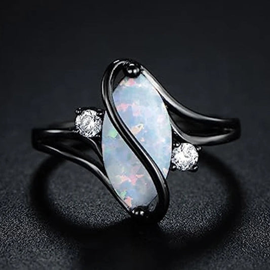 Vintage Black & Opal Twist Ring-Maryam Jewelry