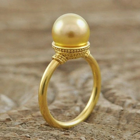 Vintage Gold Pearl Dome Ring-Maryam Jewelry
