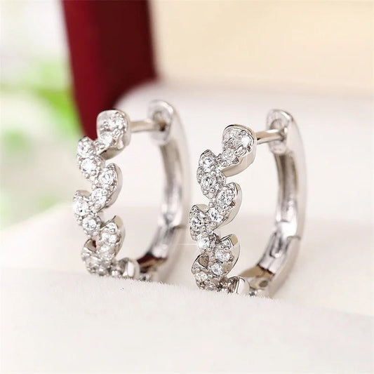 Silver Sparkling Leaf Earrings-Maryam Jewelry