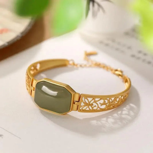 Vintage Gold Green Hollow Butterfly Bangle Bracelet-Maryam Jewelry