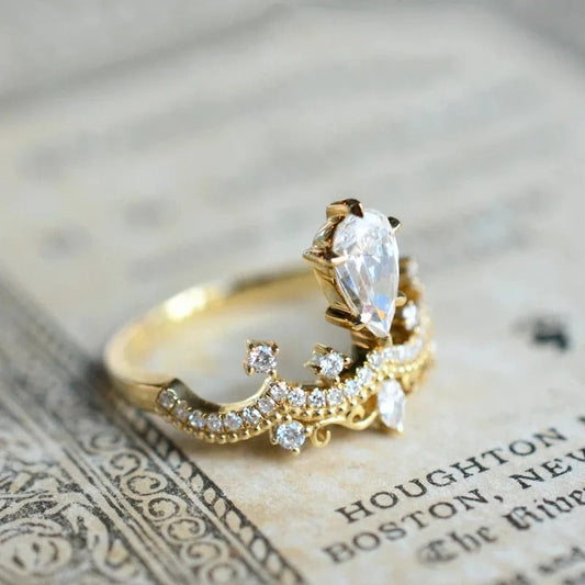 Gold Diamond Crown Band Ring-Maryam Jewelry