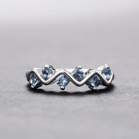 Vintage Silver Zigzag Blue Ring-Maryam Jewelry