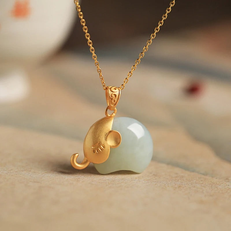 Retro Whimsical Gold Elephant Pendant Necklace-Maryam Jewelry