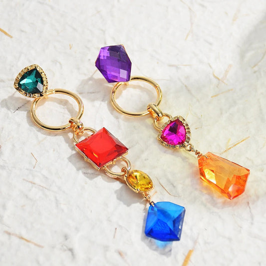 Vintage Multi-Color Crystal Gold Earrings-Maryam Jewelry