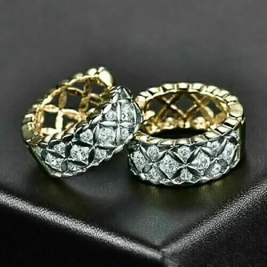 Vintage Gold Quilted Hoop Earrings-Maryam Jewelry