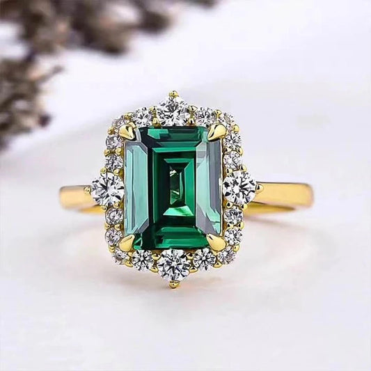 Vintage Square Green Zirconia Ring-Maryam Jewelry