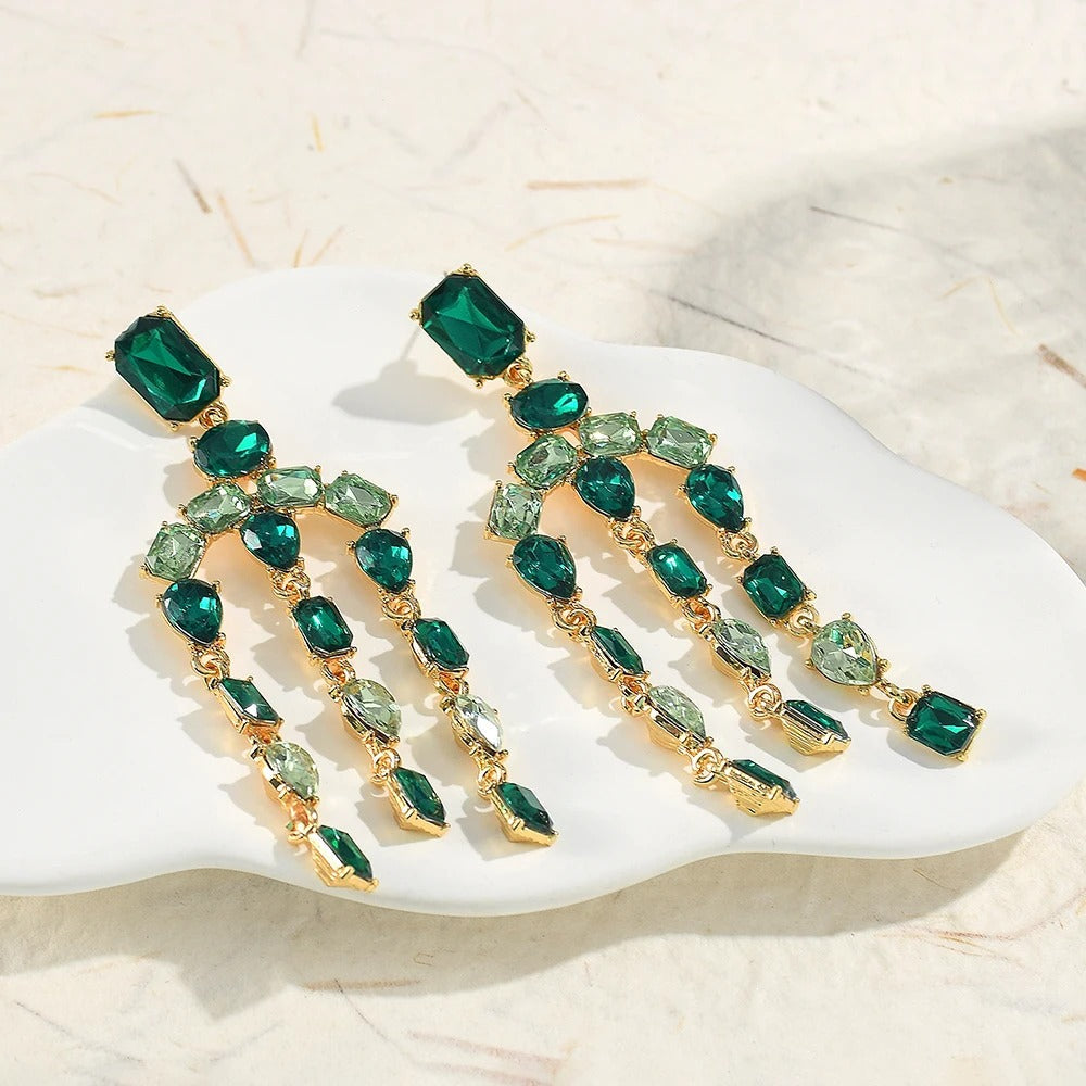 Vintage Green & Teal Gemstone Earrings-Maryam Jewelry