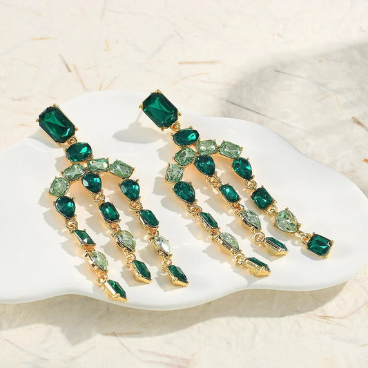 Vintage Green & Teal Gemstone Earrings-Maryam Jewelry