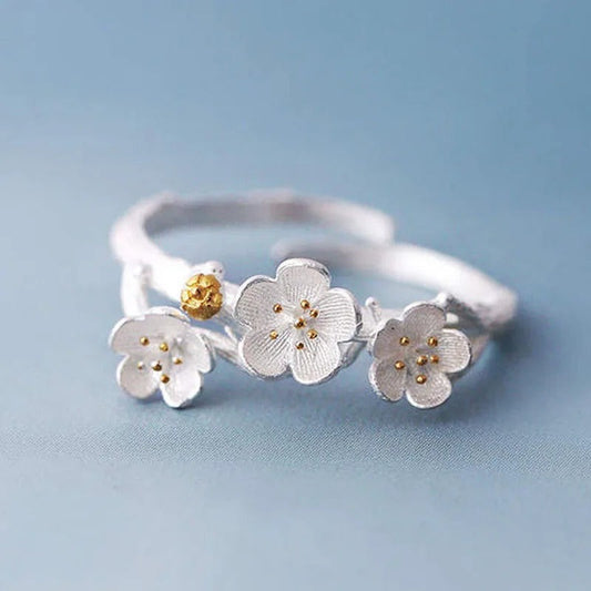 Vintage Silver Floral Adjustable Ring-Maryam Jewelry