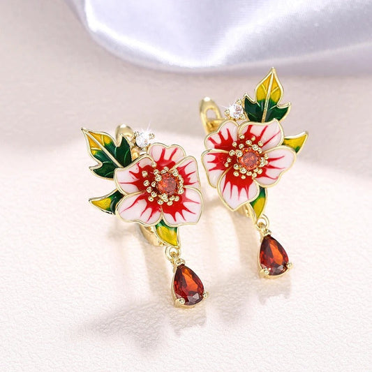 Vintage Gold Garden Bloom Earrings-Maryam Jewelry