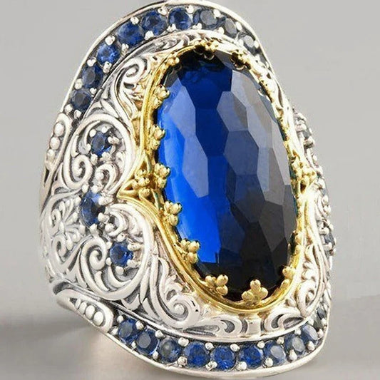 Vintage Silver Blue Royal Ring-Maryam Jewelry