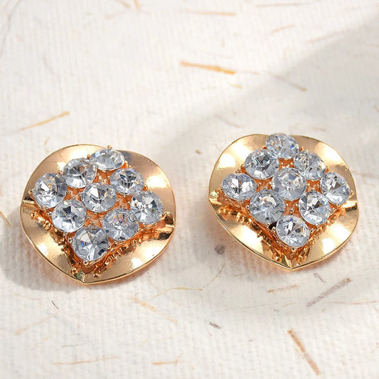 Vintage Silver Crystal Gold Earrings-Maryam Jewelry