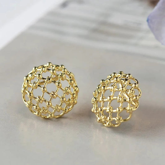 Vintage Gold Half-Ball Earrings-Maryam Jewelry