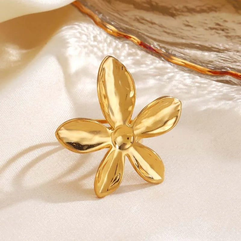 Gold Flower Unique Floral Adjustable Ring-Maryam Jewelry