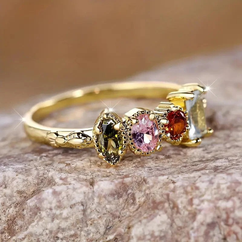 Vintage Gold Four Stone Zirconia Ring-Maryam Jewelry