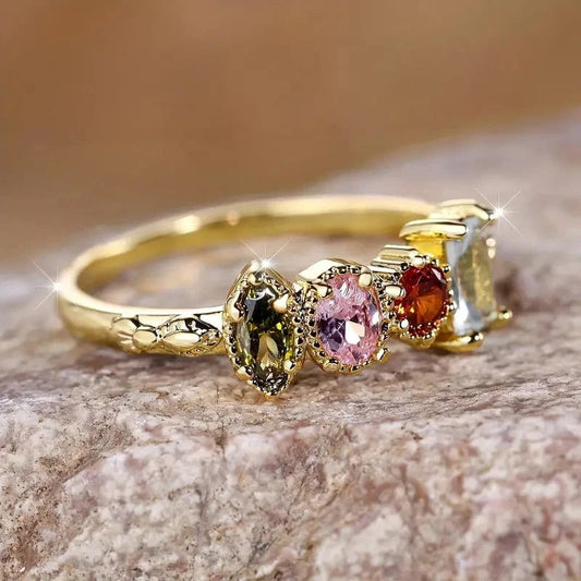 Vintage Gold Four Stone Zirconia Ring-Maryam Jewelry