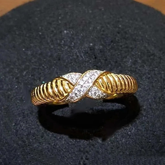 Retro Gold & Silver Infinity Twist Adjustable Ring-Maryam Jewelry