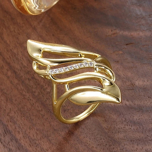 Vintage Gold Twisted Leaf Ring-Maryam Jewelry