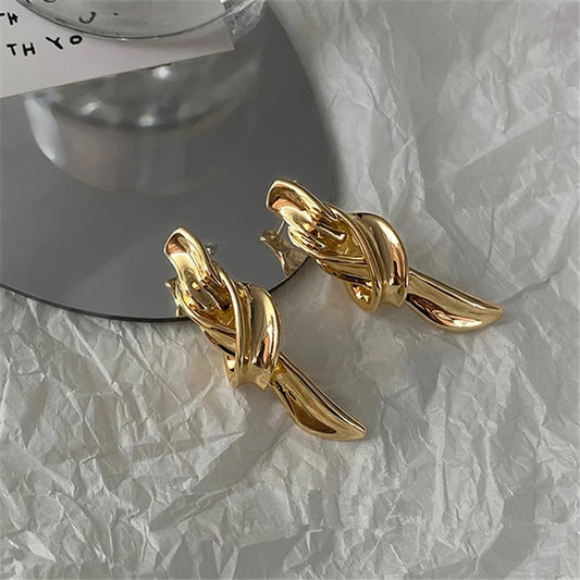 Vintage Gold Knot Design Earrings-Maryam Jewelry