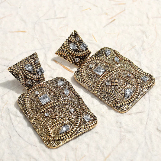 Vintage Silver & Gold Crystal Earrings-Maryam Jewelry