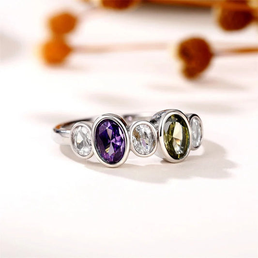 Vintage Silver Purple & Green Ring-Maryam Jewelry
