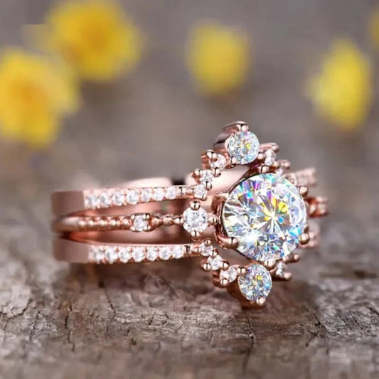 Rose Gold Sparkling Diamond Ring-Maryam Jewelry