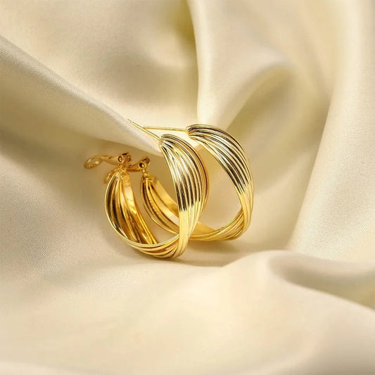 Vintage Geometric Gold Round Earrings-Maryam Jewelry