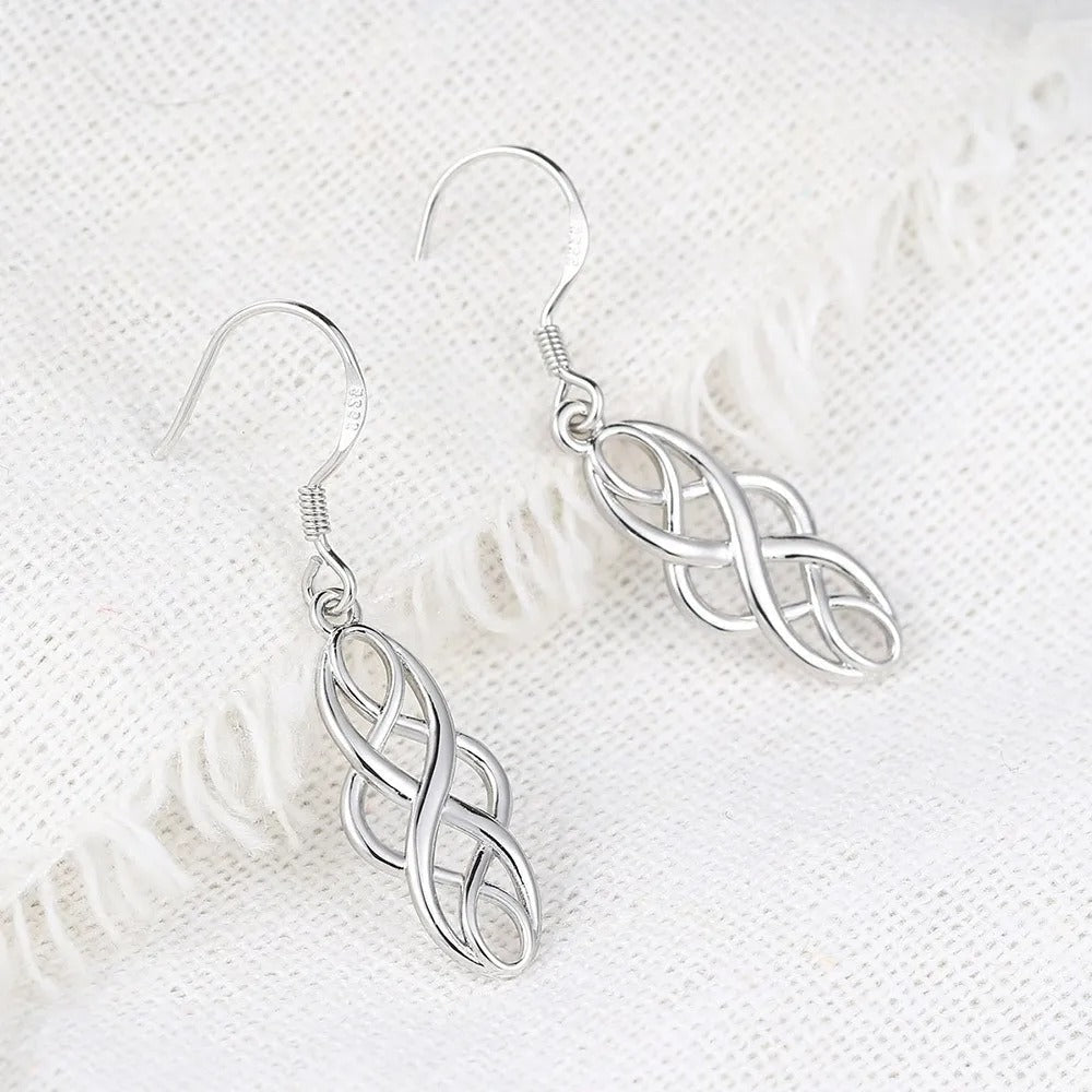 Timeless Silver Interwoven Infinity Pattern Earrings-Maryam Jewelry
