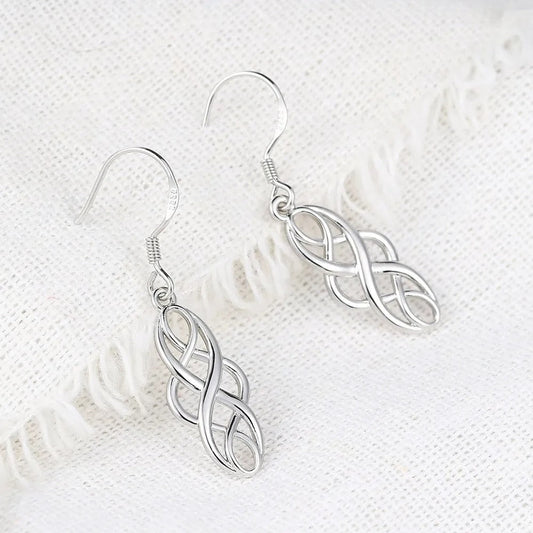 Timeless Silver Interwoven Infinity Pattern Earrings-Maryam Jewelry