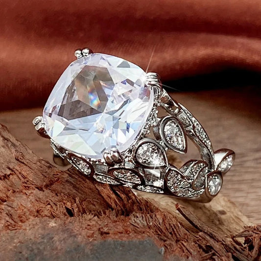 Silver Cushion Cut Gemstone Ring-Maryam Jewelry