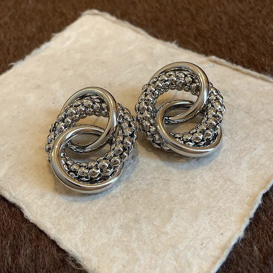 Vintage Silver Twist Knot Earrings-Maryam Jewelry