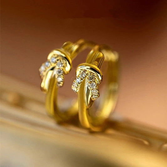 Vintage Gold Knot Crystal Earrings-Maryam Jewelry