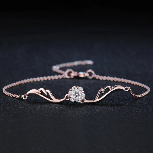 Classic Rose Gold Sparkling Crystal Flower Bracelet-Maryam Jewelry