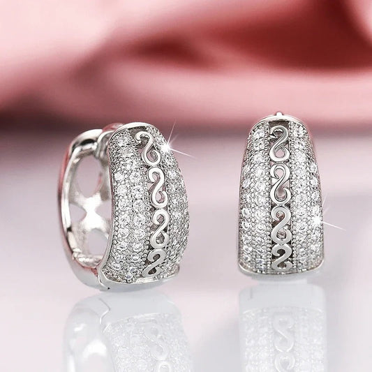 Silver Vintage Swirl Pattern Earrings-Maryam Jewelry