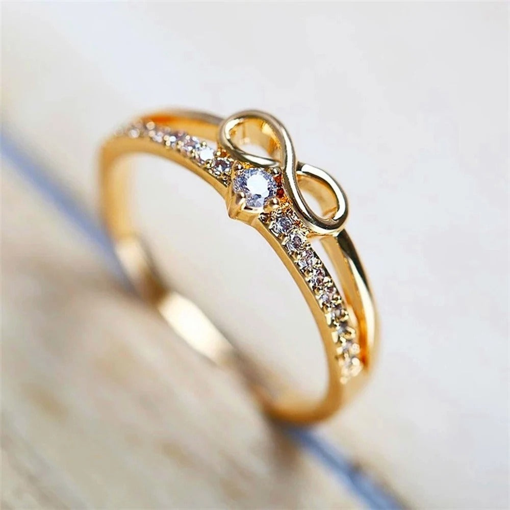 Gold Crystal Infinity Ring-Maryam Jewelry