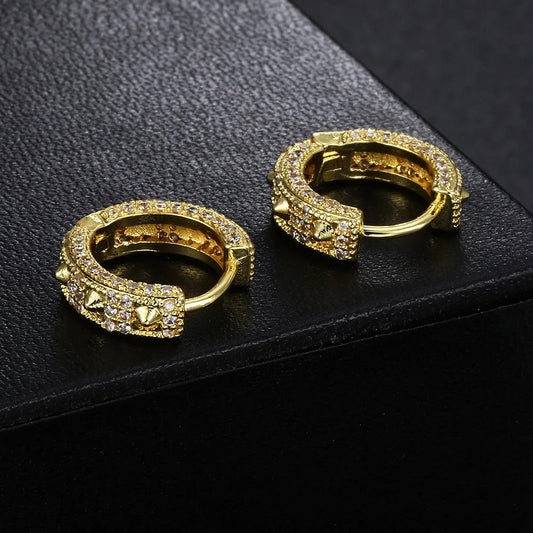 Vintage Gold Crystal Hoop Earrings-Maryam Jewelry